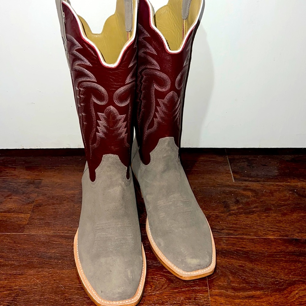 New Suede charcoal grey R. Watson cutter toe boots.